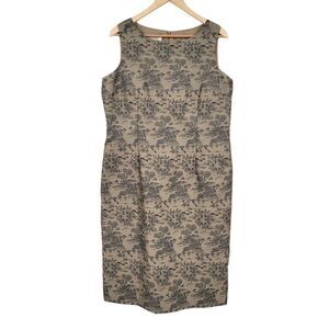 Talbots Suit Dress Toile Floral Patterned Sleeveless Light Brown Black Women's
